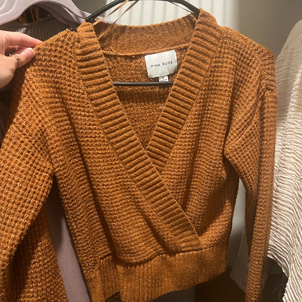 Burnt orange v neck sweater, never worn!